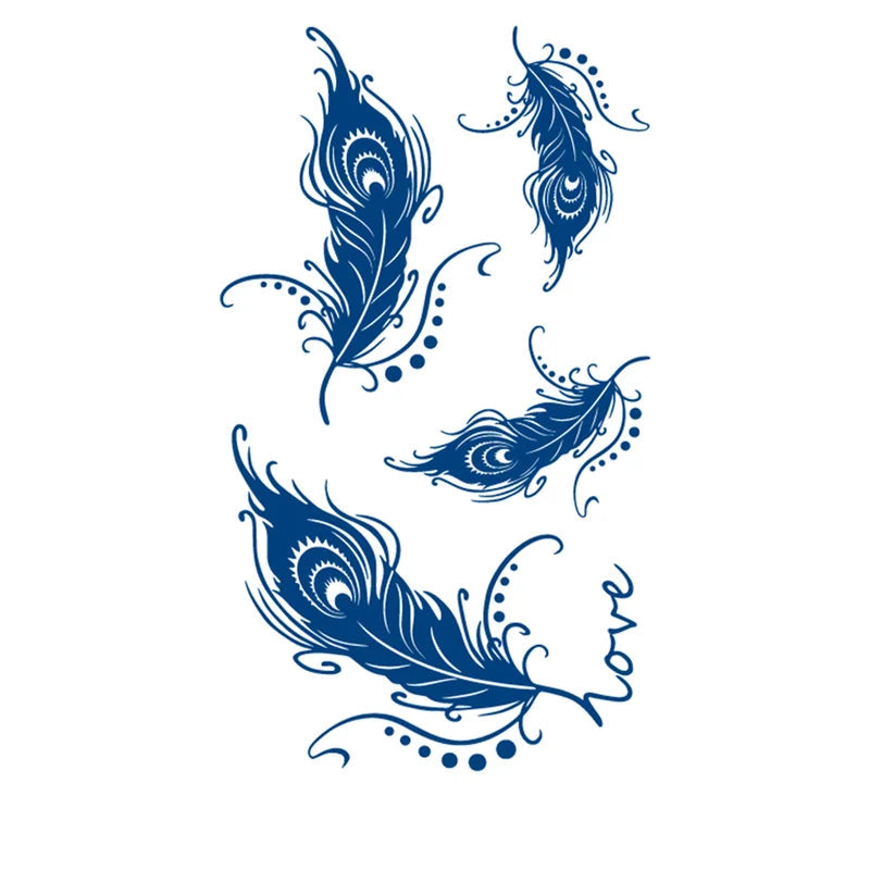 4 Feathers Semi Permanent Jagua Tattoo