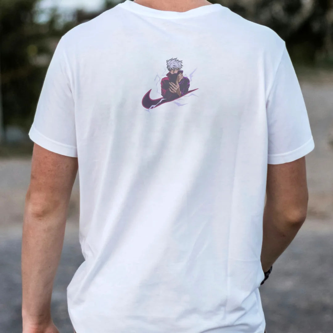 Jujutsu Kaisen Gojo Saturo Nike Logo Anime T-shirt Design Back Collar