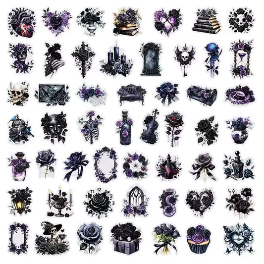 Dark Gothic Sticker Set for Goths 50 pieces Waterproof
