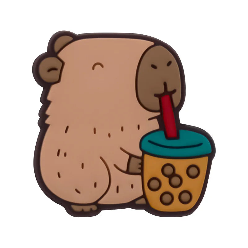capybara drinking bubble milk tea croc charms for crocs | jibbitz