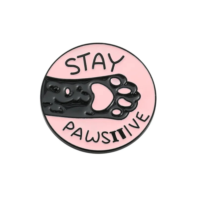 stay pawsitive cat lapel pin