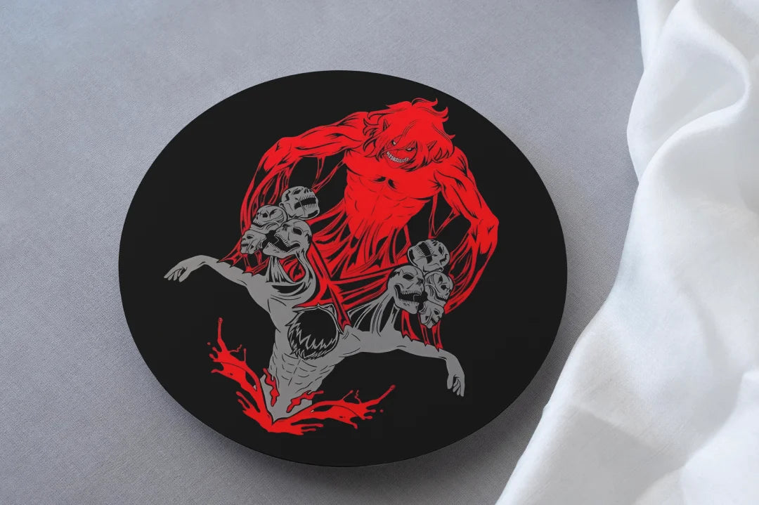 attack on titan eren attack titan print on circular mdf coaster