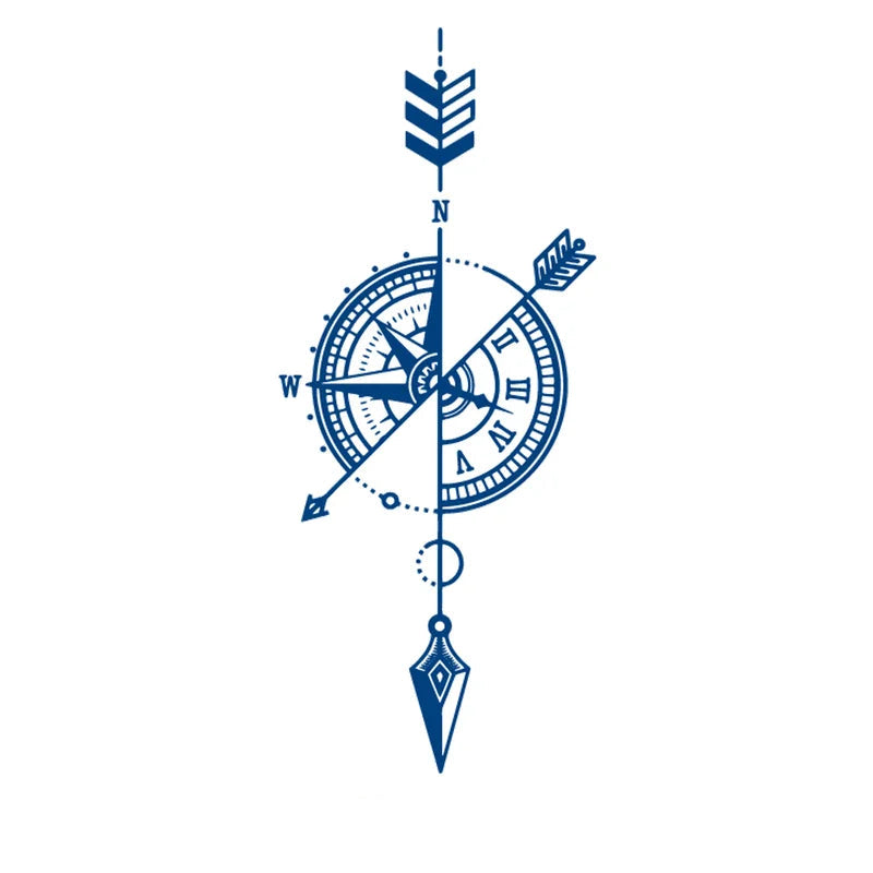Time and Compass Semi-Permanent Jagua Tattoo