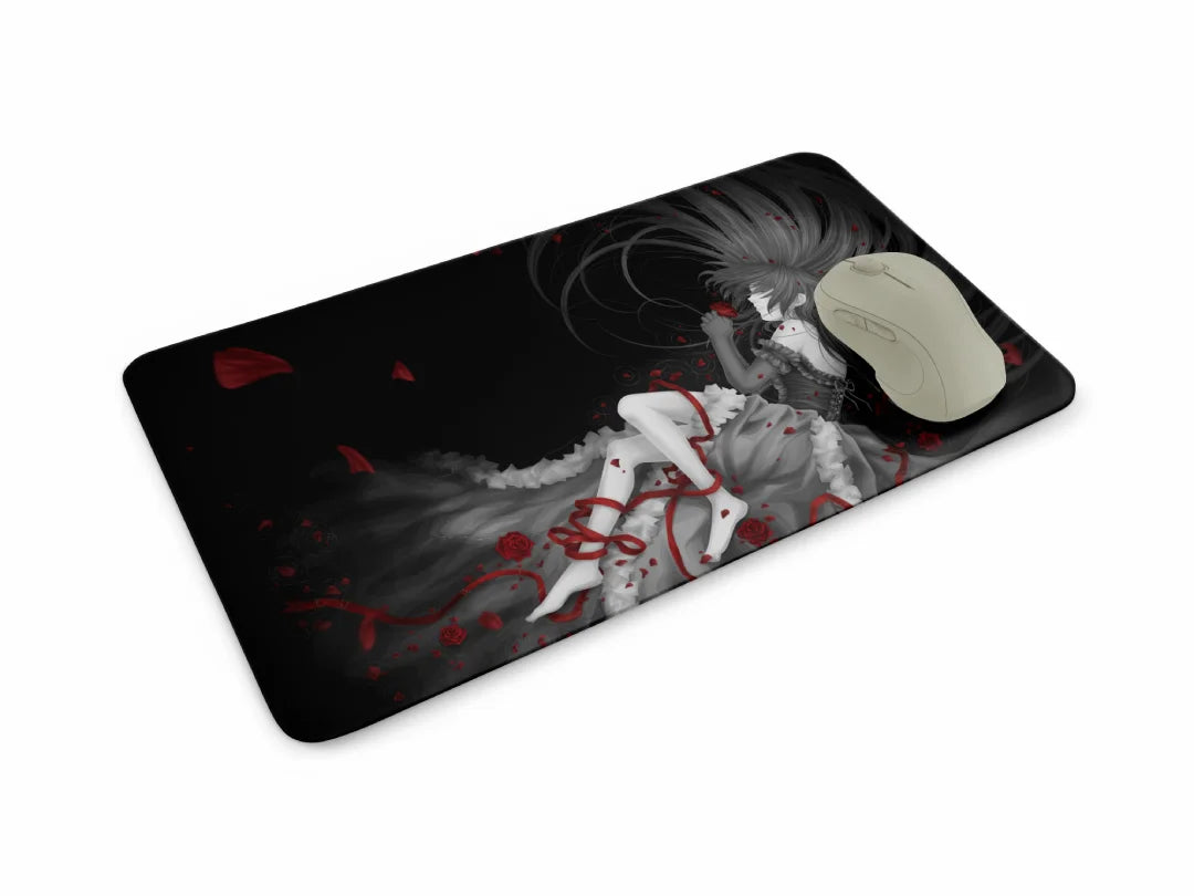 Dark and Sad Anime Mousepad with Girl on the floor