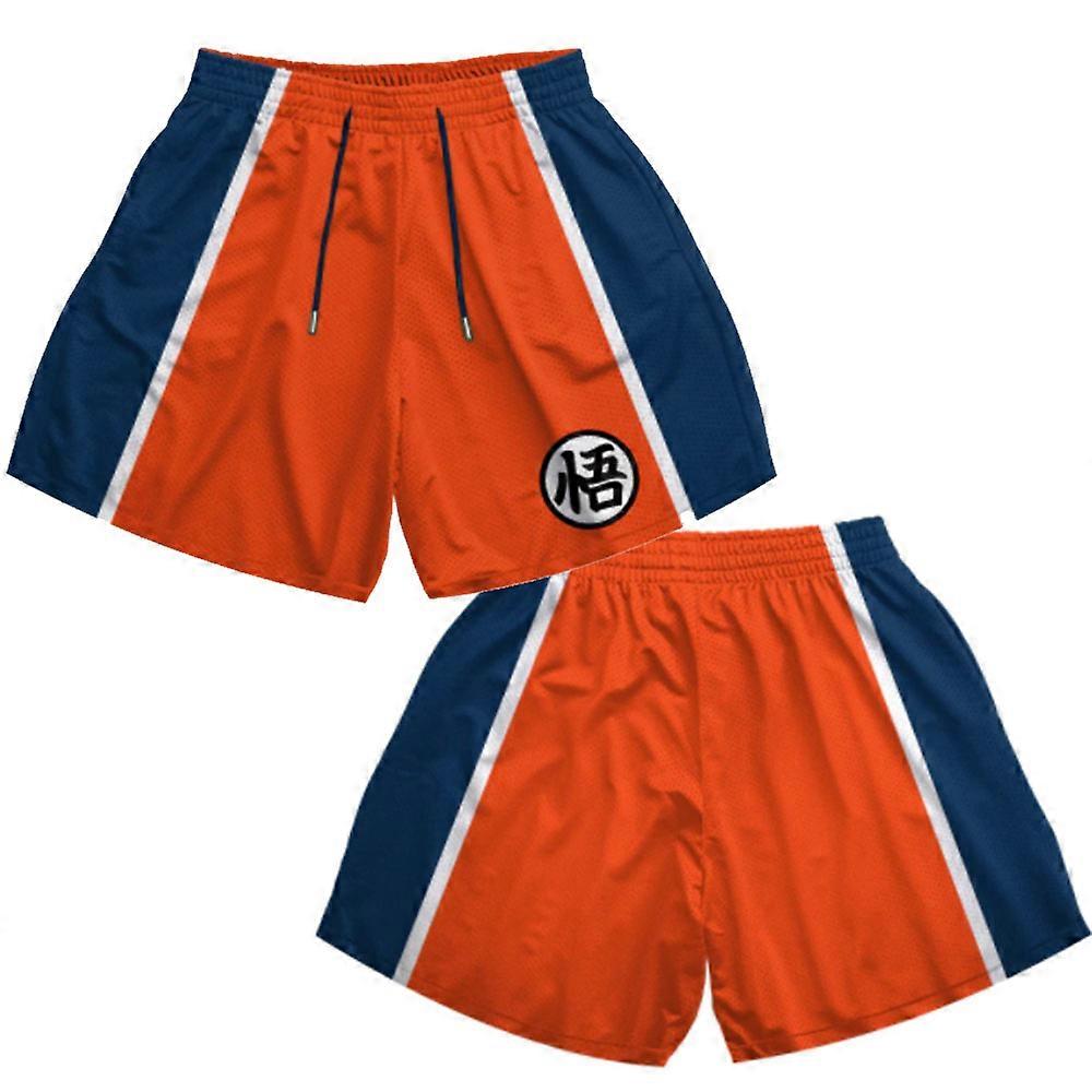 Dragon Ball Z Kanji Goku Orange and Navy Breathable Single Layer Mesh Shorts
