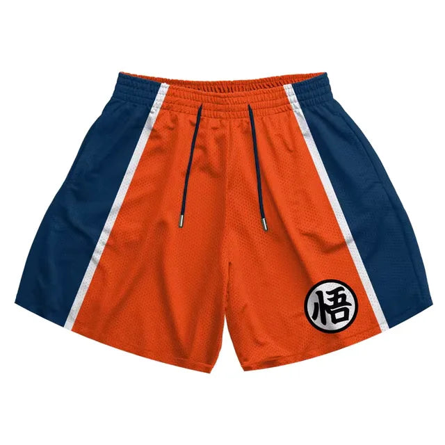 Dragon Ball Z Kanji Goku Orange and Navy Breathable Single Layer Mesh Shorts
