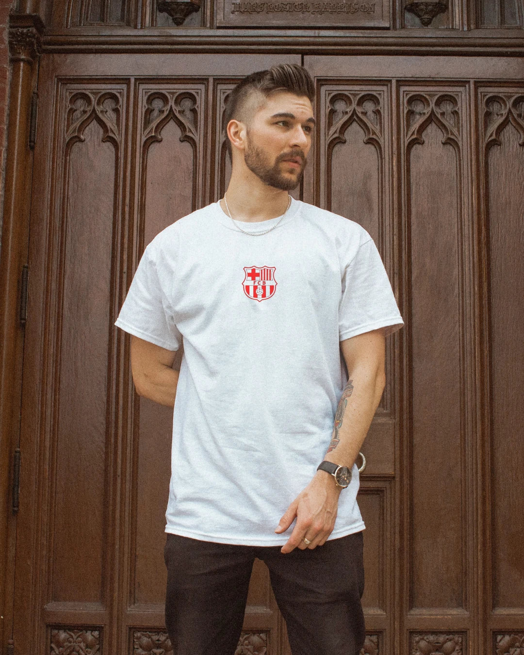 fcb barcelona club football white tshirt