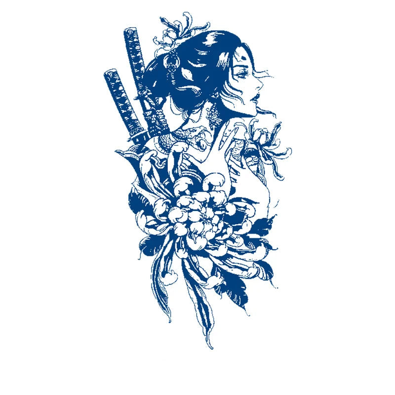Female Warrior Semi-Permanent Jagua Tattoo