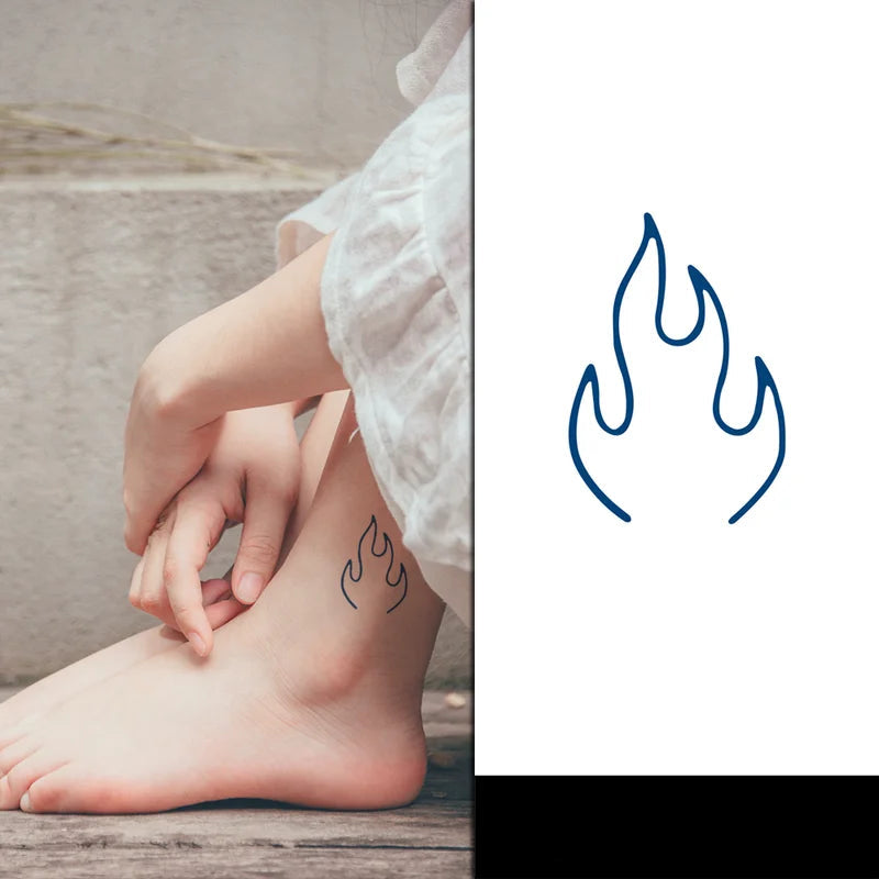 fire flame temporary tattoo on ankle