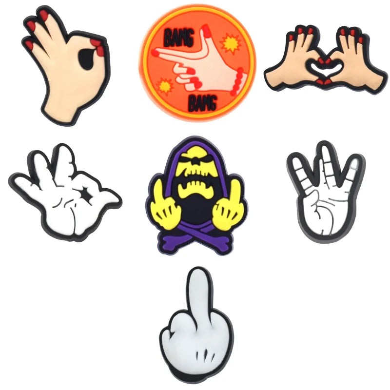 Hand Gestures Middle Finger Heart OK Croc Charms