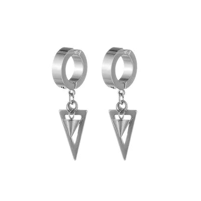 Silver Pyramid Clip On Earring