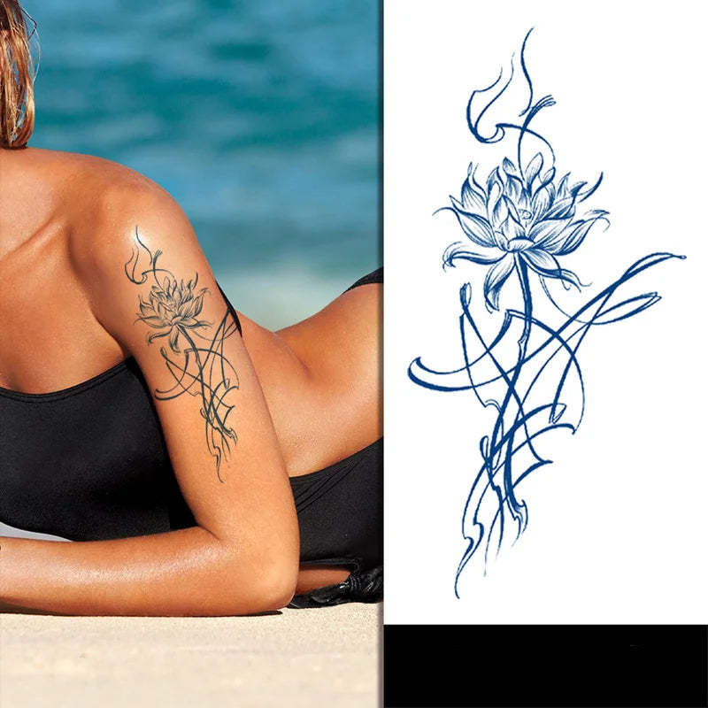 lotus flower temporary tattoo on female arm