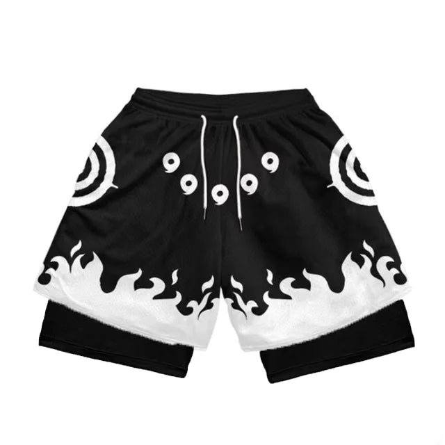 Naruto Sage of Six Paths Black Compression 2 Layer Mesh Shorts