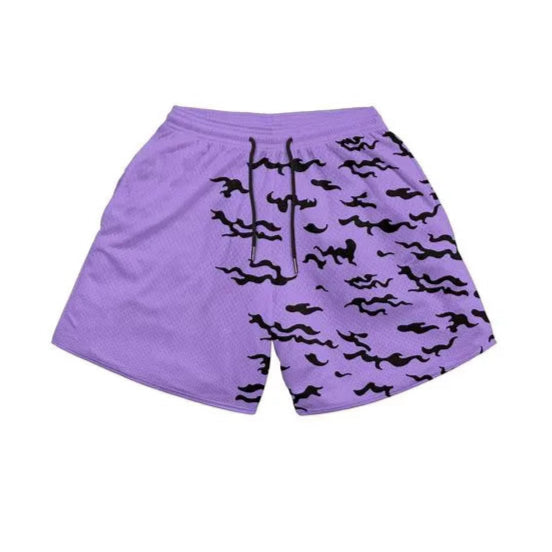 Purple Sasuke Curse Mark Breathable Mesh Shorts