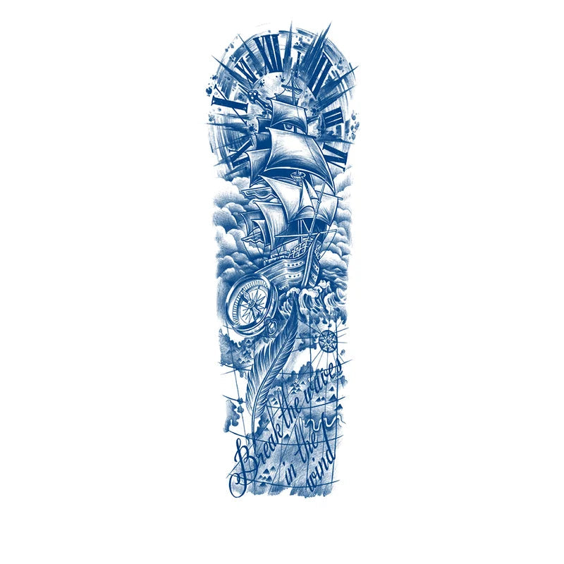 Sailing Ship Large Arm Sleeve Jagua Tattoo