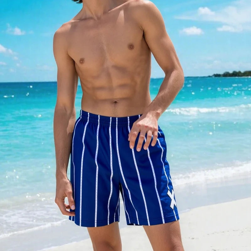 Striped Blue Mesh Shorts