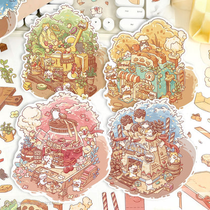 4 different diy PET Sticker set sceneries 