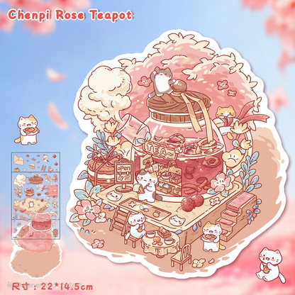 chenpi rose teapot diy pet sticker set