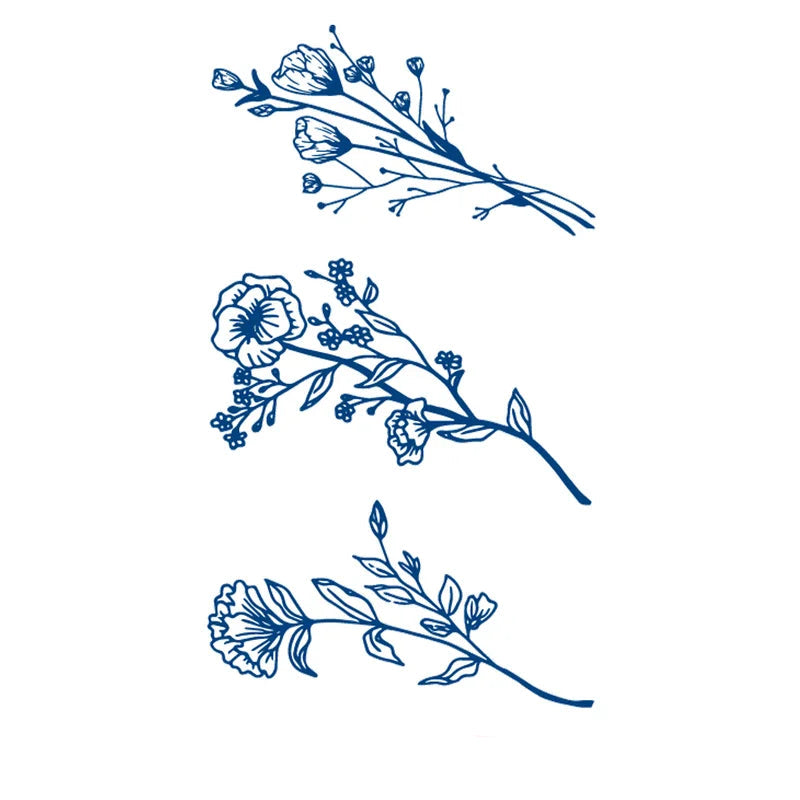 flower branches jagua tattoo set