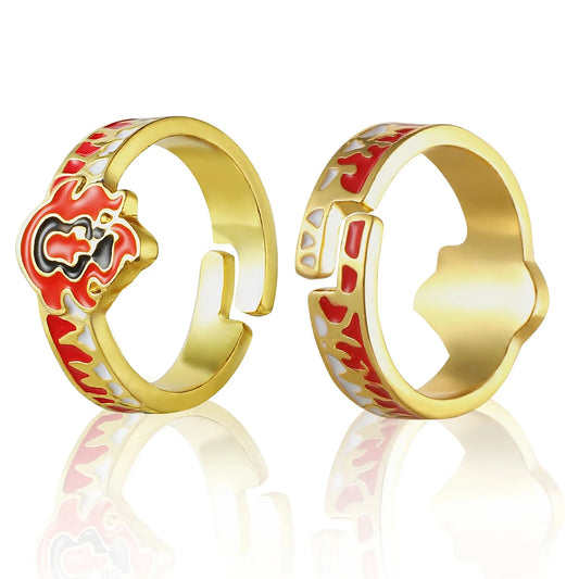 Kimetsu No Yaiba Demon Slayer Ring for Cosplay Rengoku Adjustable Ring