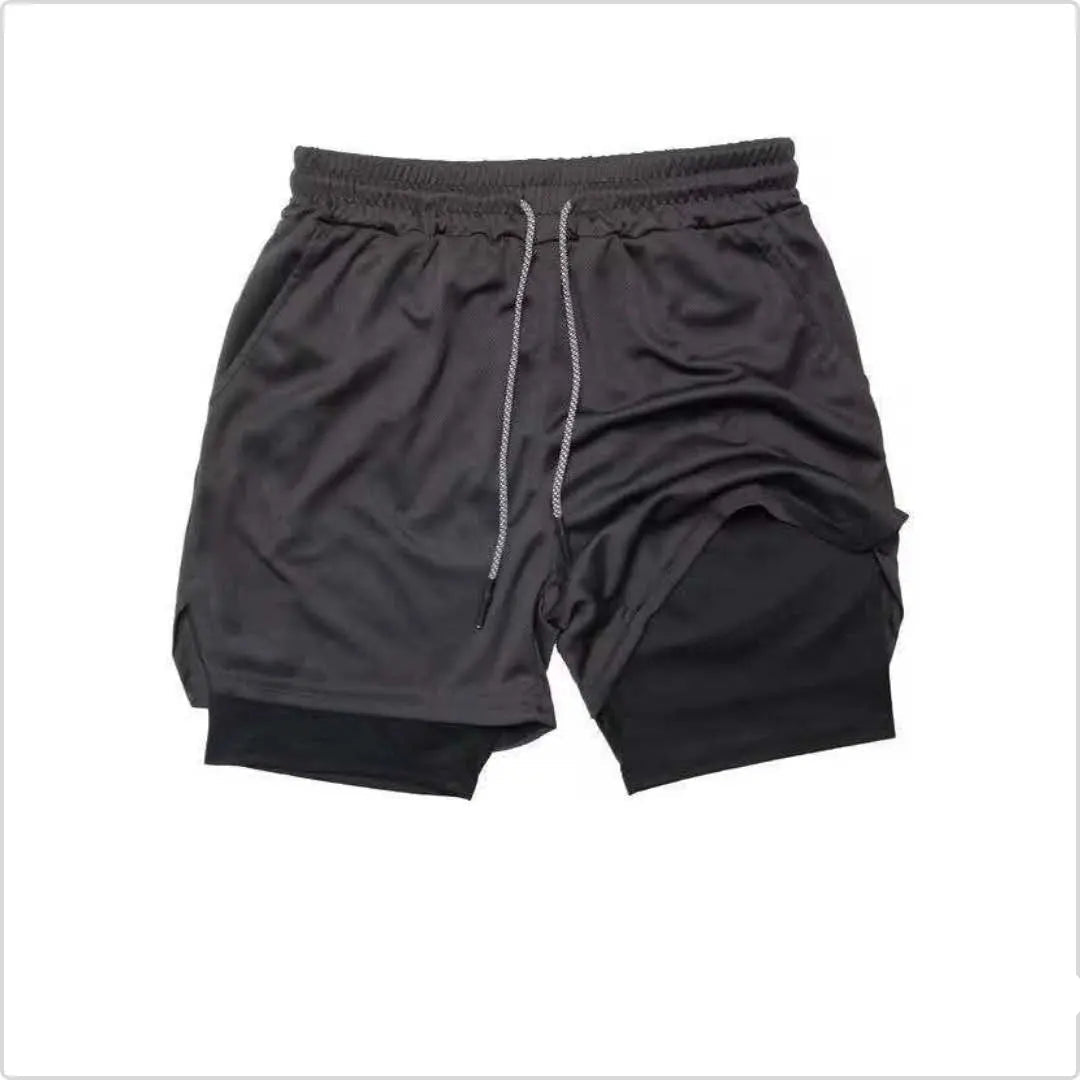 Black shorts with a drawstring on a white background