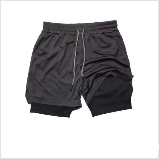 Black shorts with a drawstring on a white background