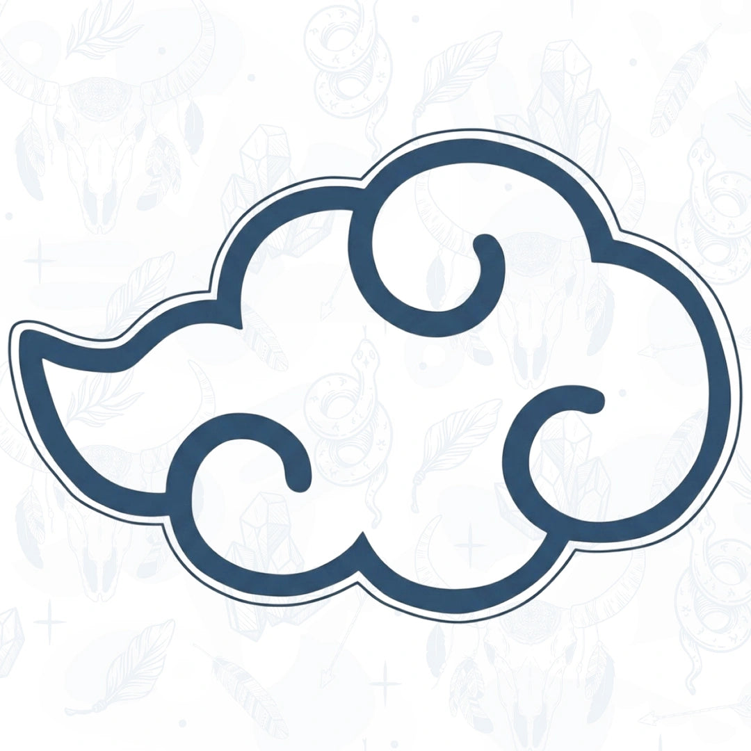 Decorative cloud design on a light blue background