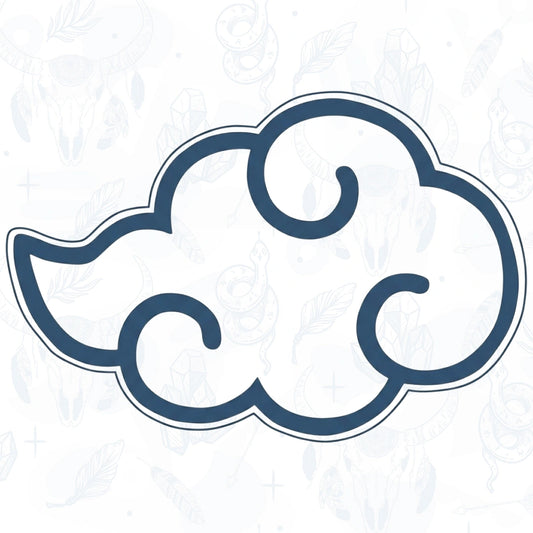 Decorative cloud design on a light blue background