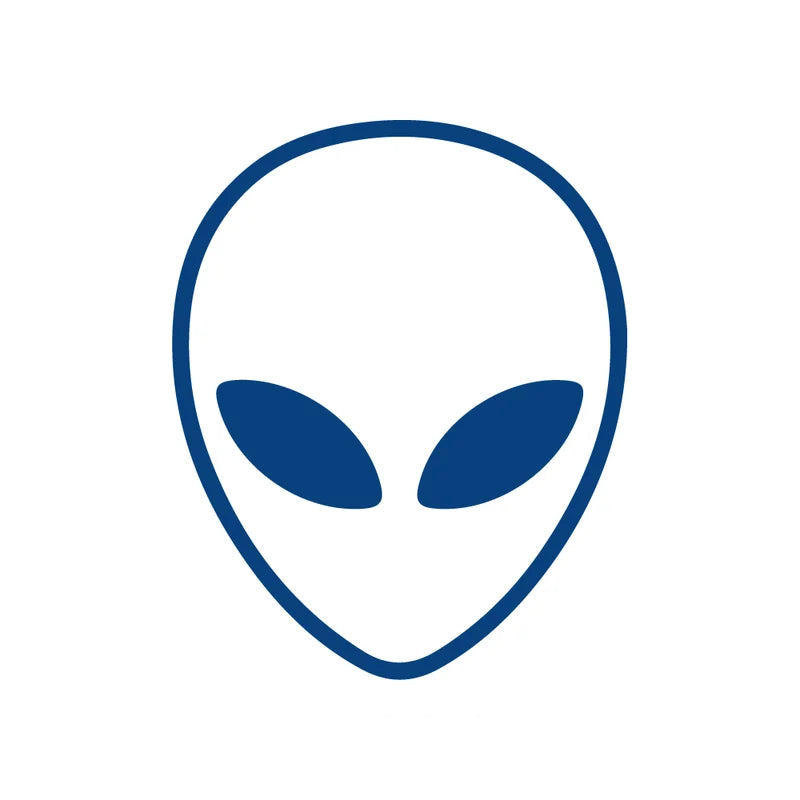 Blue outline temporary tattoo of an alien head