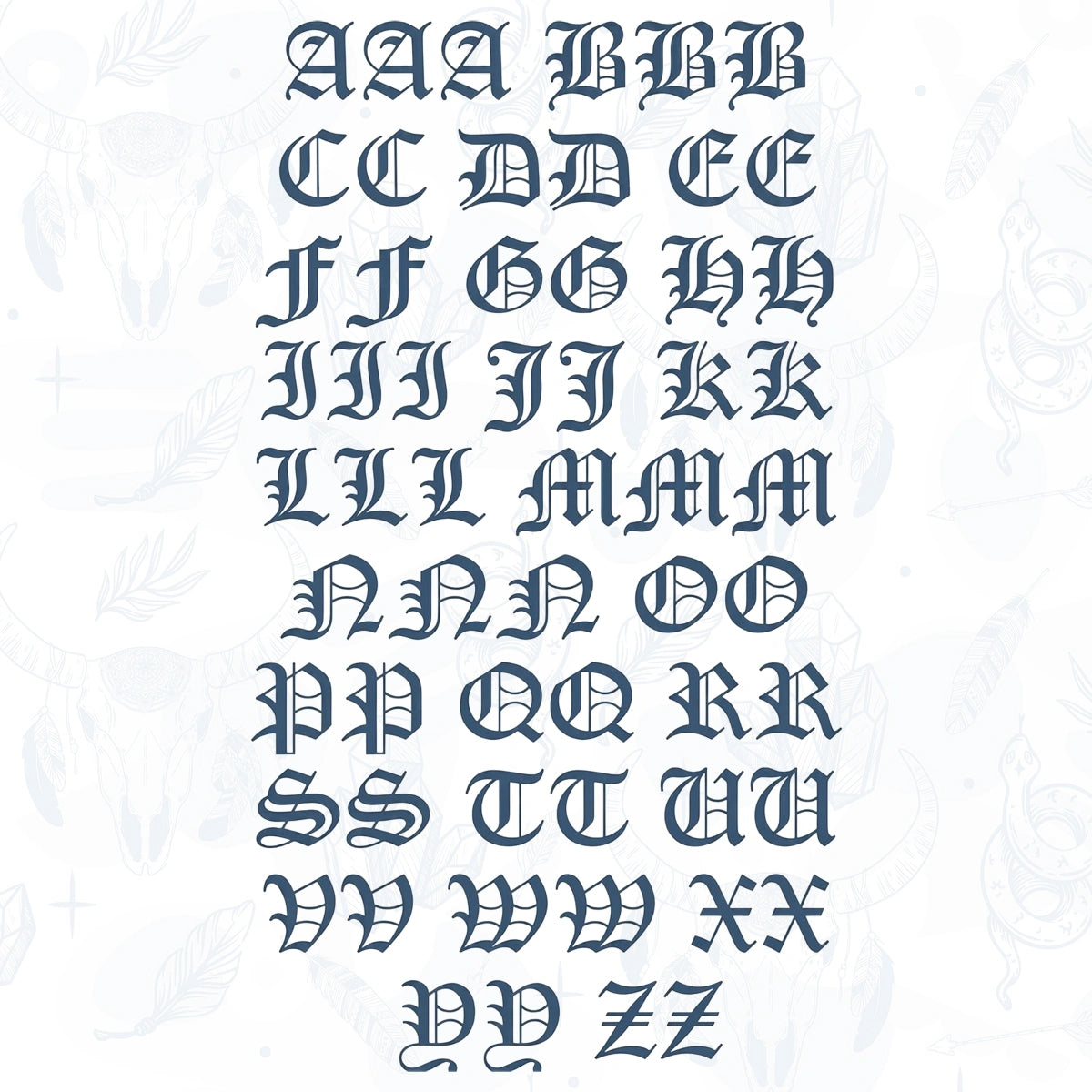 old english letters tattoo set from inkbee store lebanon