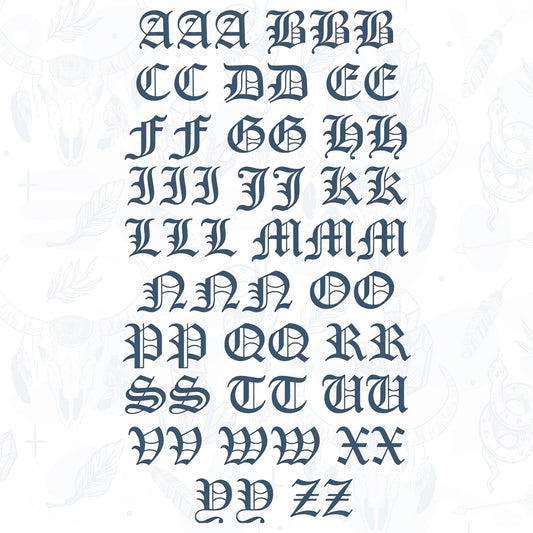 old english letters tattoo set from inkbee store lebanon