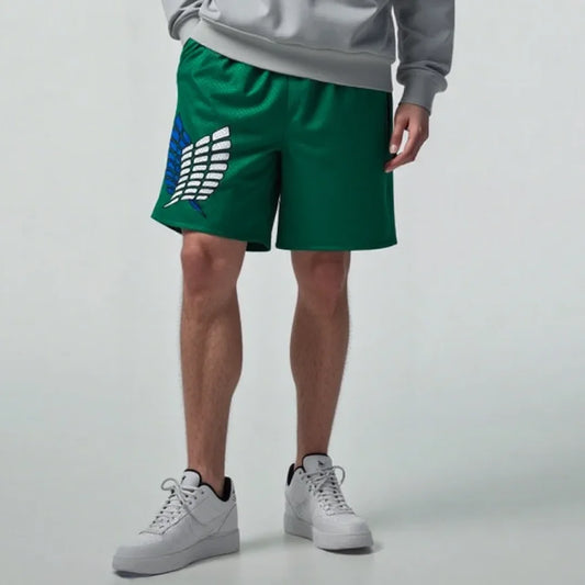 Attack on Titan Shingeki No Kyojin Green Breathable Mesh Shorts with Wings of Freedom Logo