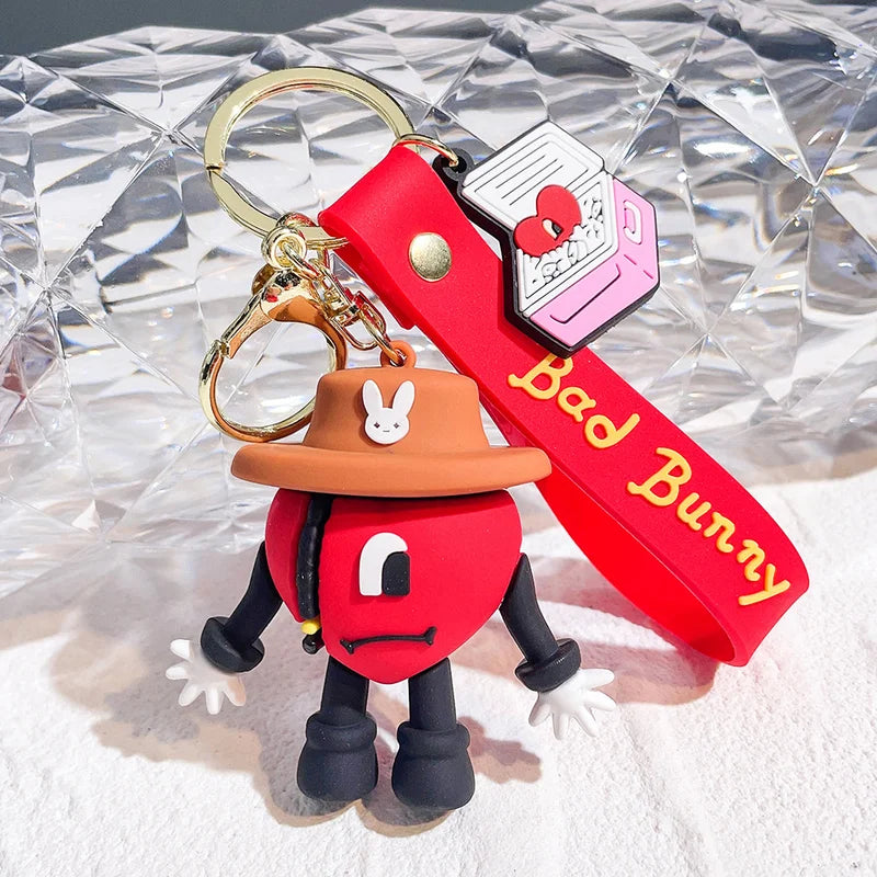 Bad Bunny Heart 3D PVC Keychain