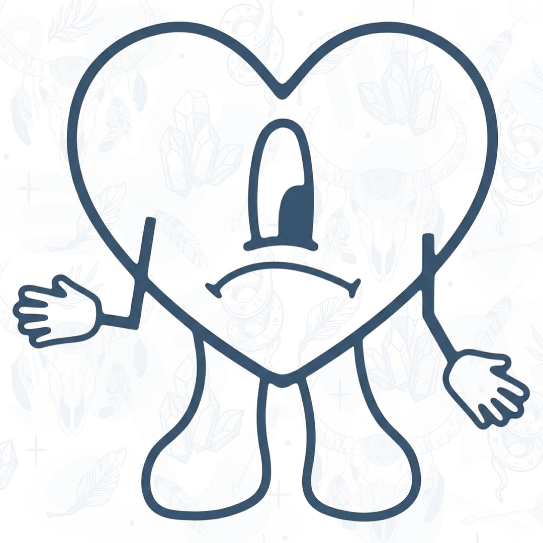 Bad Bunny Heart Semi Permanent Tattoo Design on a white background
