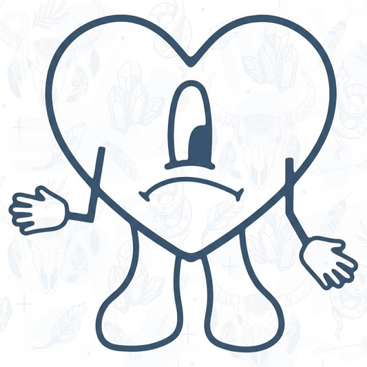 Bad Bunny Heart Semi Permanent Tattoo Design on a white background