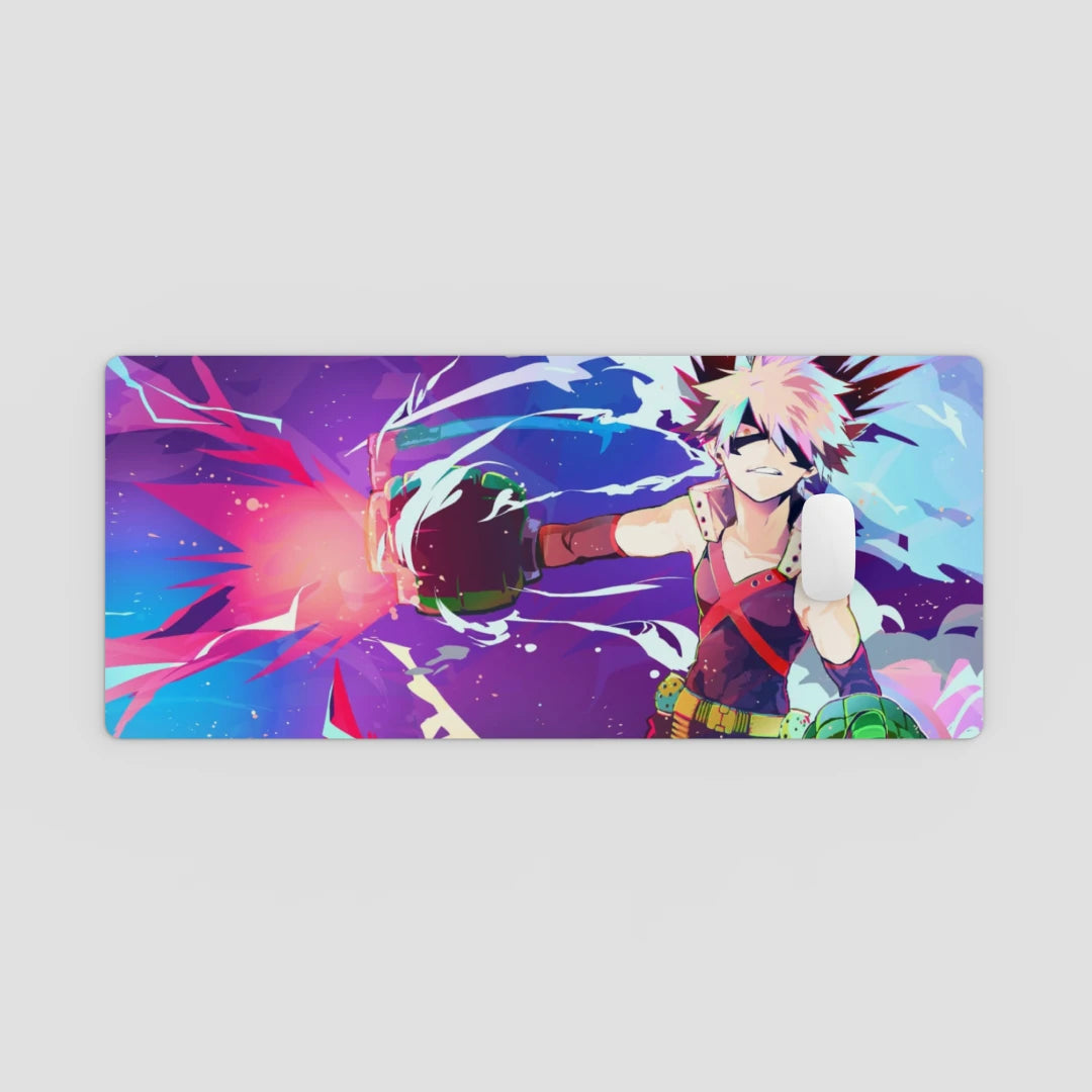 Gaming mouse pad with anime character design on a light gray background