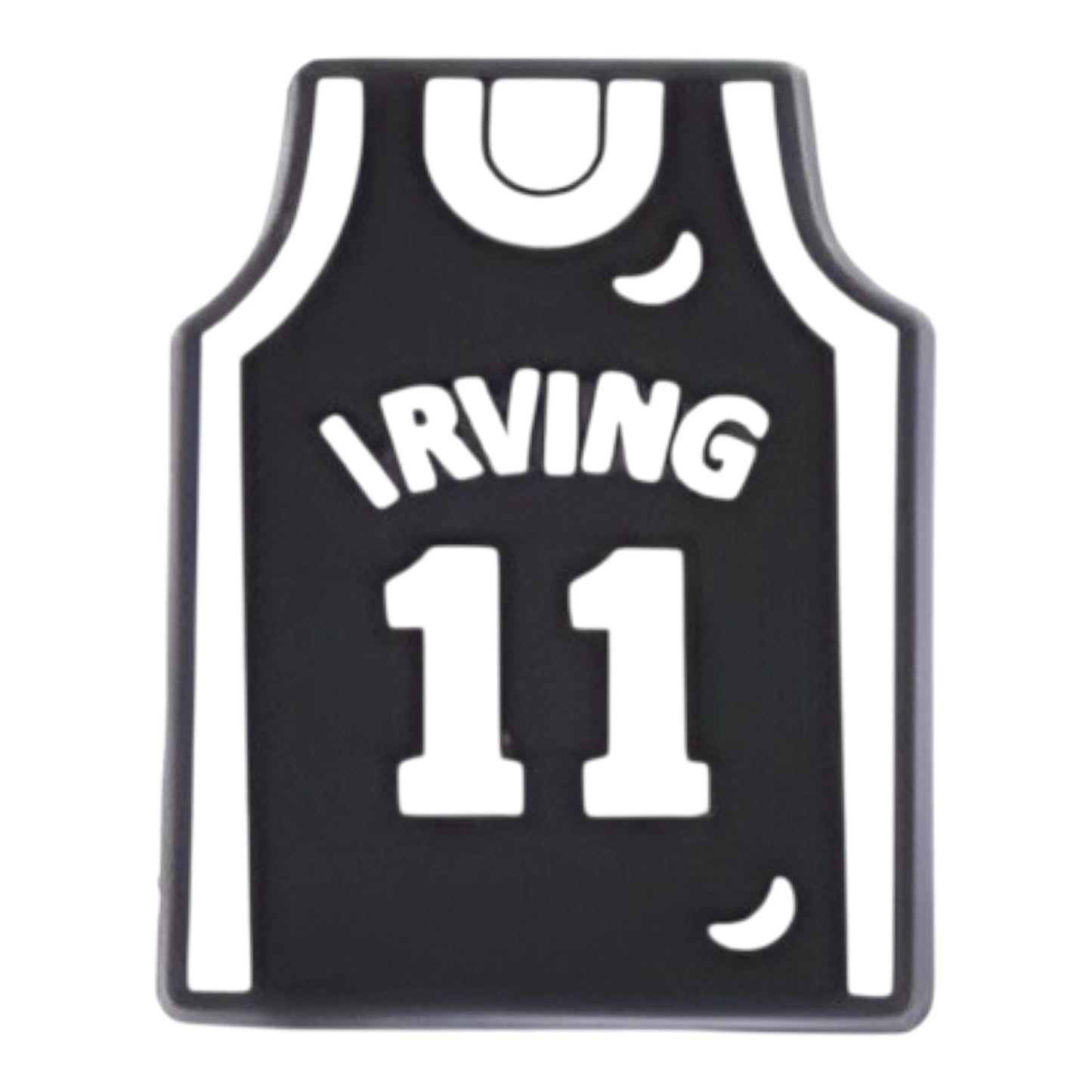 Black basketball jersey with 'Irving 11' printed on a white background