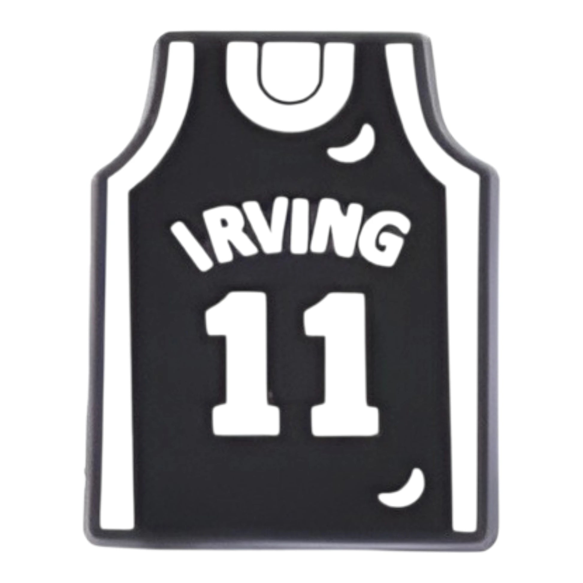 Black basketball jersey with 'Irving 11' printed on a white background