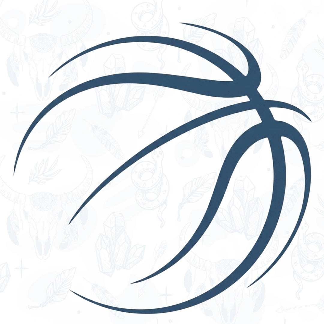 Outline of a basketball on a textured white background