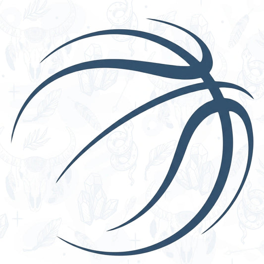 Outline of a basketball on a textured white background