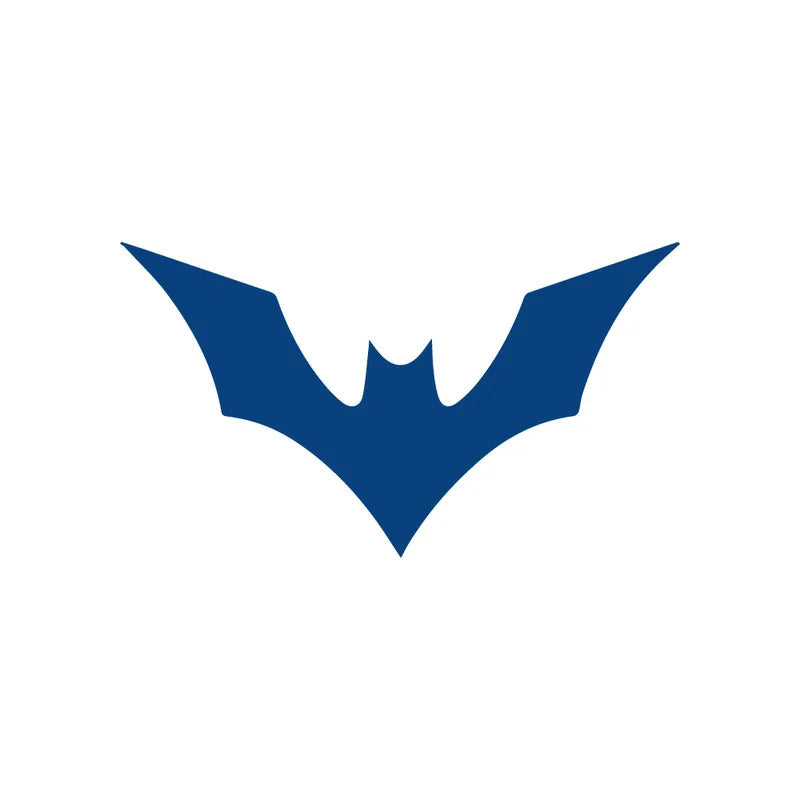 Blue batman symbol tattoo design on a white background 