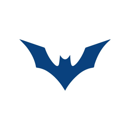 Blue batman symbol tattoo design on a white background 