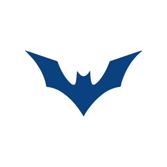 Blue batman symbol tattoo design on a white background 