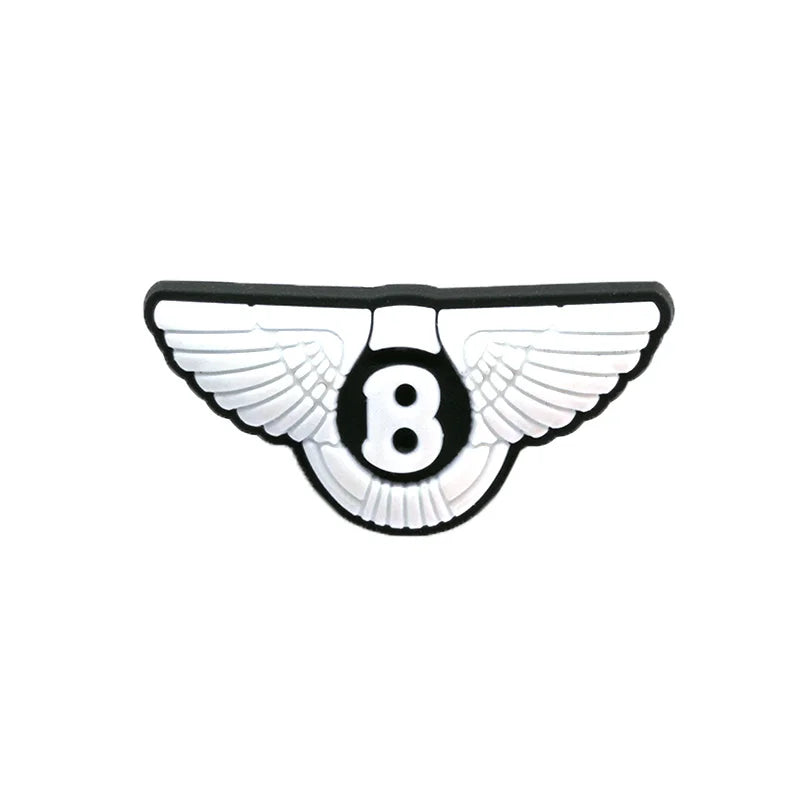 Bentley logo with wings croc charm on a white background