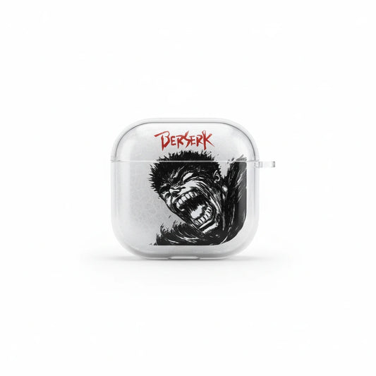 Clear case with 'Berserk' design featuring a roaring character on a white background