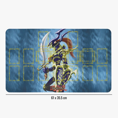 Decorative mat with a warrior design on a blue background