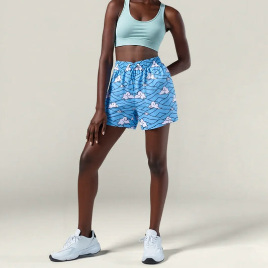 Demon Slayer Urokodaki Blue Clouds Mesh Shorts