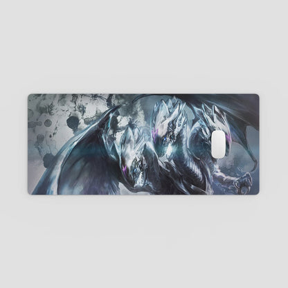 Mouse pad with dragon design on a light gray background