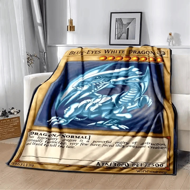 Blue Eyes White Dragon Cotton Large Blanket of Size 1..5m by 2m