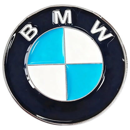 BMW logo with blue and white design on a black background
